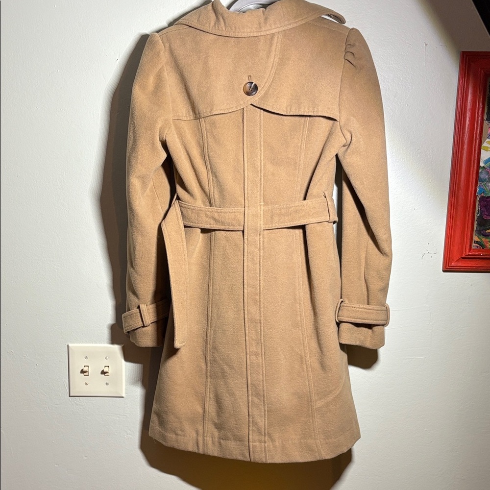 Steve Madden faux wool Women's Tan Double-Breasted winter trench coat S - Picture 5 of 8